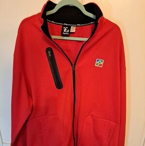 LRG Lifted Research Group Track Jacket Mens 2XL Red Zull Zip Warm Up Pockets